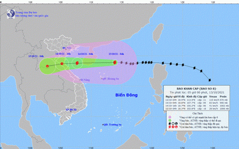 Bão số 8 hướng vào Thanh Hóa - Quảng Bình, suy yếu dần về cường độ