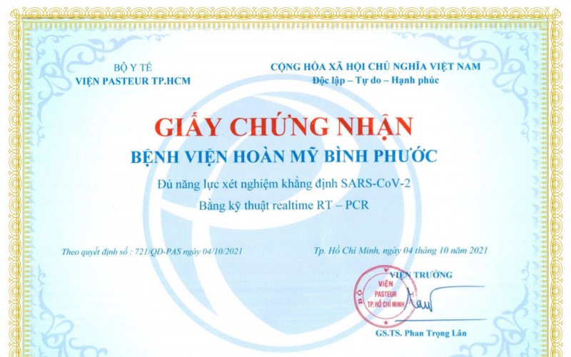 Bệnh viện Hoàn Mỹ Bình Phước đủ điều kiện công bố khẳng định SARS-CoV-2