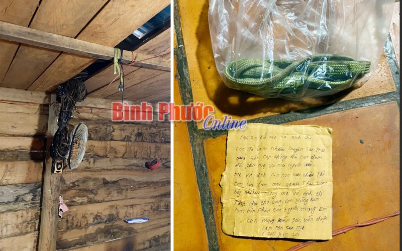 Bình Phước: Nam thanh niên tử vong trong tư thế treo cổ, để lại thư tuyệt mệnh