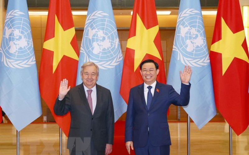 Chủ tịch Quốc hội Vương Đình Huệ hội kiến Tổng Thư ký Liên hợp quốc