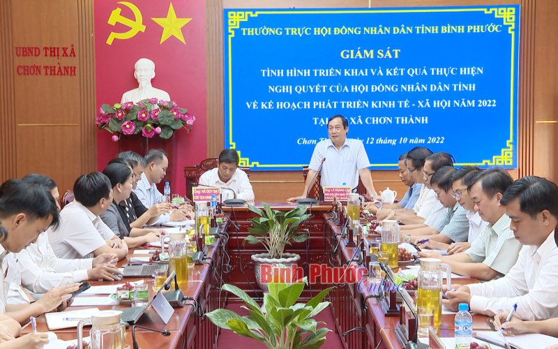 Thường trực HĐND tỉnh giám sát tại thị xã Chơn Thành 