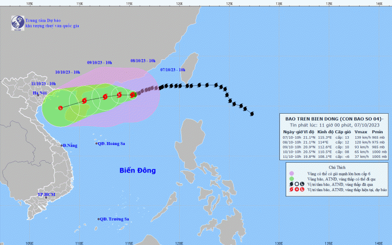 Bão số 4 giật cấp 16 trên Biển Đông, miền Bắc mưa lớn