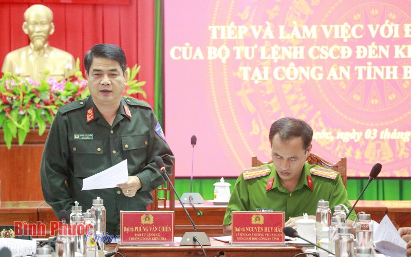 Bộ Tư lệnh Cảnh sát Cơ động kiểm tra tại Công an tỉnh Bình Phước