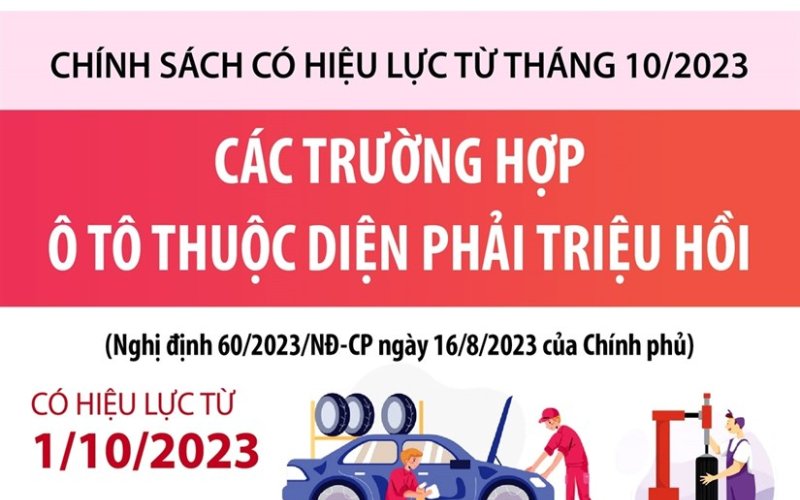 Các trường hợp ôtô thuộc diện phải triệu hồi từ 1-10