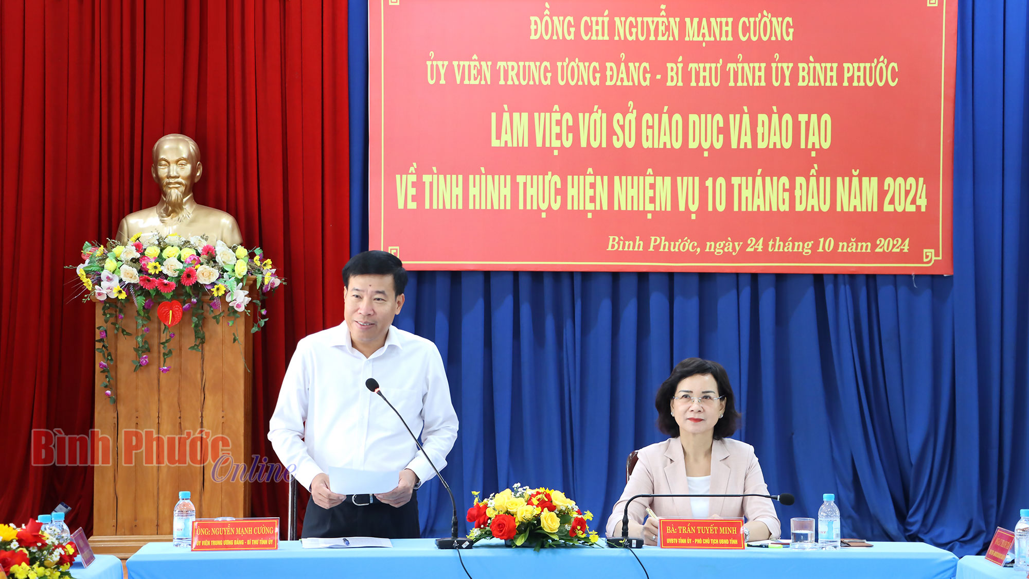 Bí thư Tỉnh ủy Nguyễn Mạnh Cường làm việc với Sở Giáo dục và Đào tạo