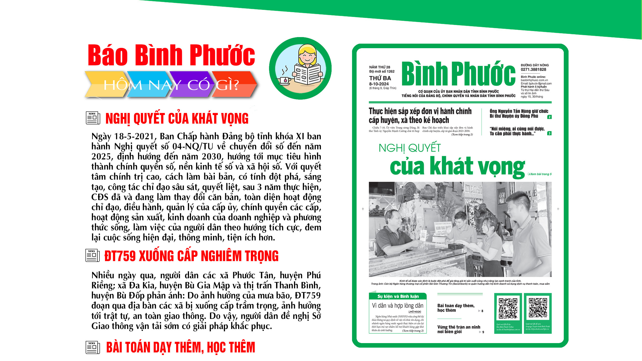 Kính mời độc giả đón đọc báo in Bình Phước hôm nay 8-10-2024 