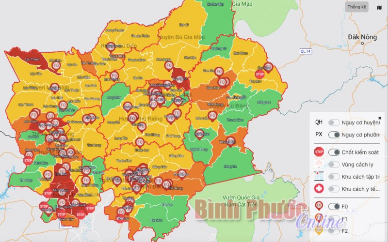 Bình Phước có 15 xã đang ở nguy cơ dịch cấp độ 4