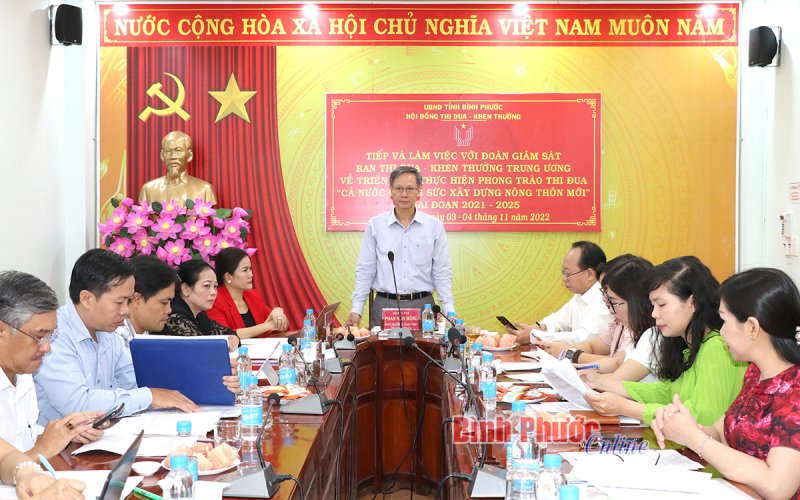 Đoàn giám sát Ban Thi đua - Khen thưởng Trung ương làm việc tại Bình Phước