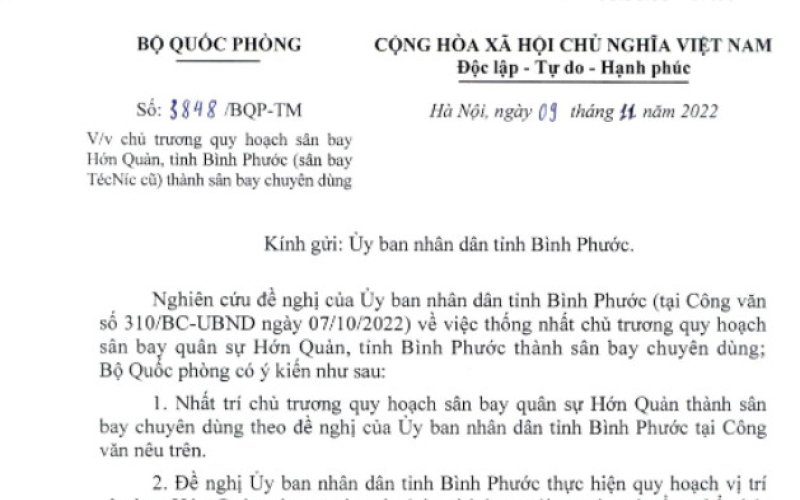 Thận trọng trước thông tin quy hoạch sân bay Hớn Quản