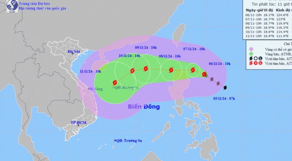Cơn bão Yinxing đang hoạt động trên vùng biển phía Đông Bắc đảo Luzon