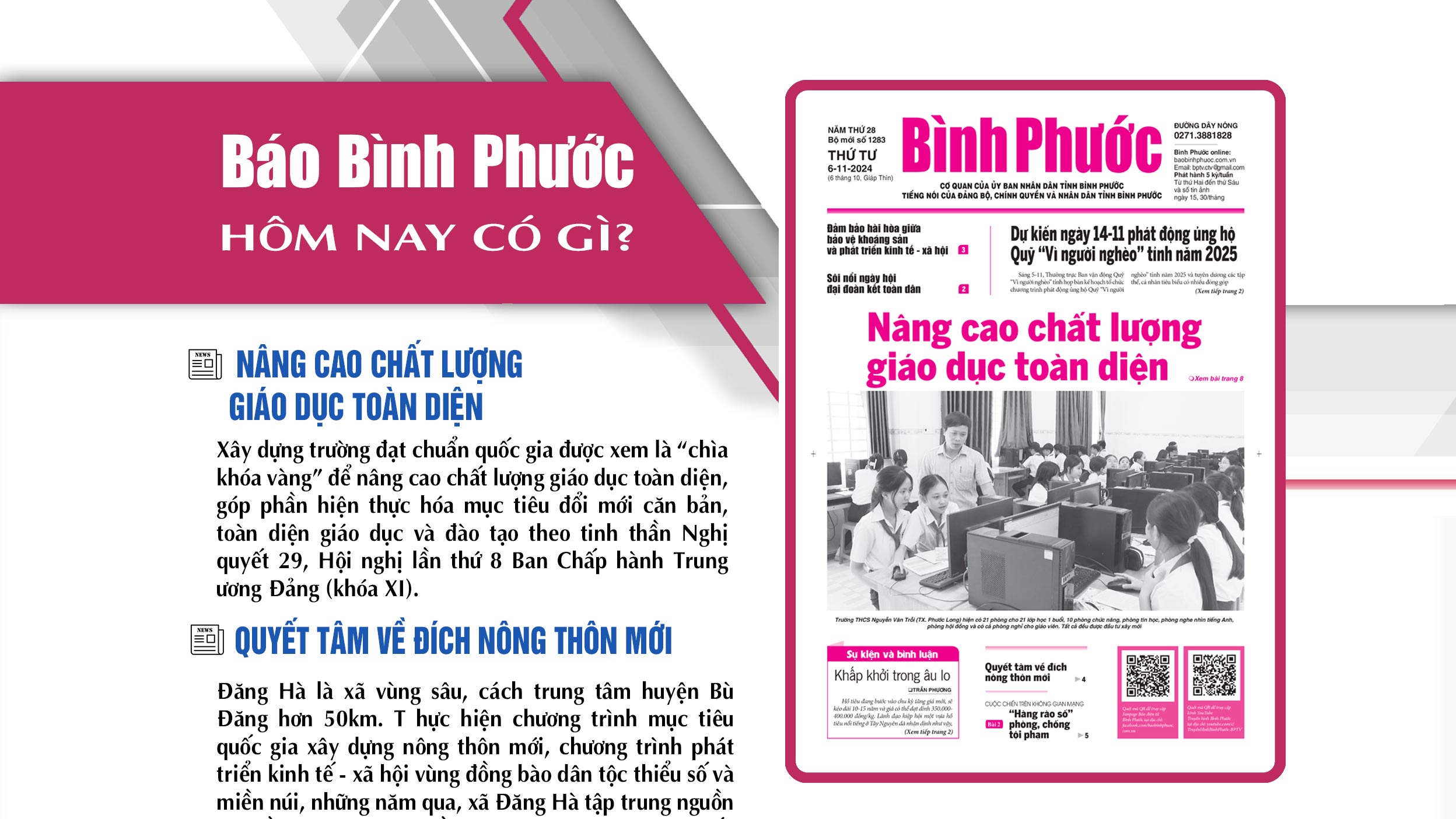 Kính mời độc giả đón đọc báo in Bình Phước hôm nay 6-11-2024
