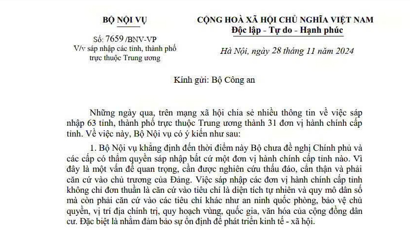 Thông tin sáp nhập tỉnh lan truyền trên mạng xã hội là không đúng
