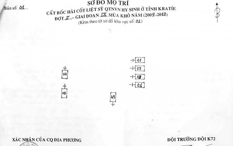 Nhắn tìm danh tính liệt sĩ khu vực phum Chay khơleng, tỉnh Kratie