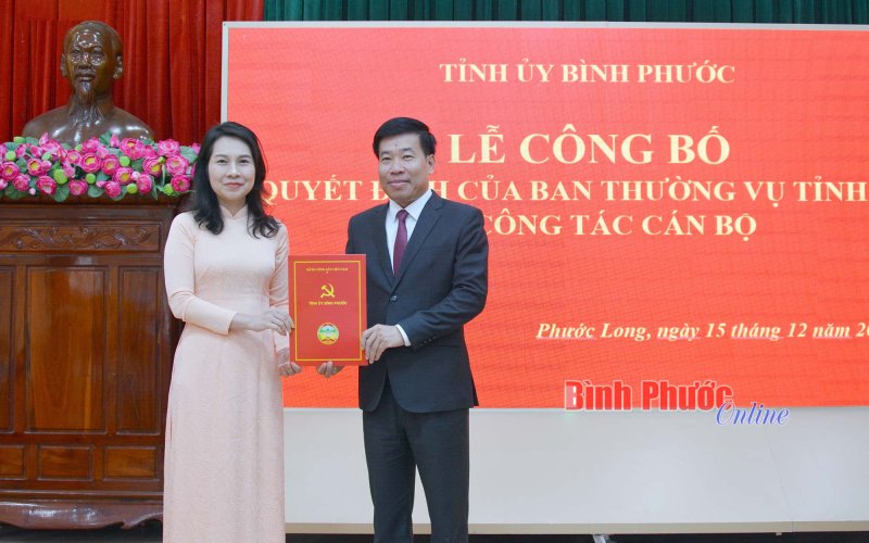 Bà Huỳnh Thị Thùy Trang được điều động giữ chức Bí thư Thị ủy Phước Long
