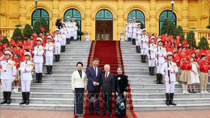 Tổng Bí thư Nguyễn Phú Trọng chủ trì Lễ đón chính thức Tổng Bí thư, Chủ tịch nước Trung Quốc Tập Cận Bình