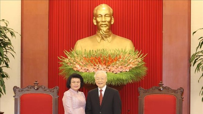 Tổng Bí thư Nguyễn Phú Trọng tiếp Chủ tịch Quốc hội Vương quốc Campuchia