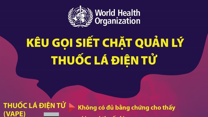 WHO kêu gọi siết chặt quản lý thuốc lá điện tử