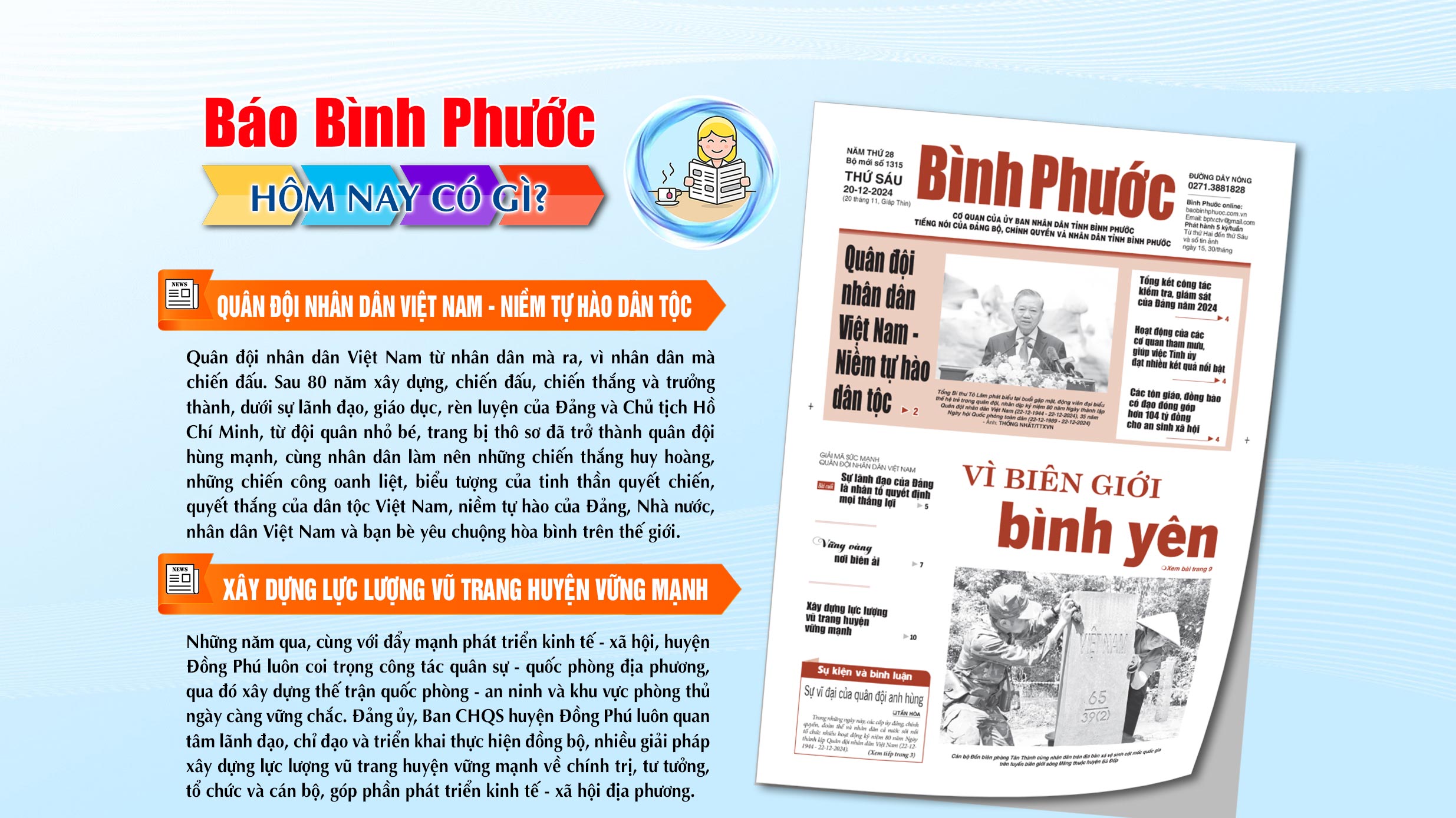 Kính mời độc giả đón đọc báo in Bình Phước hôm nay 20-12-2024 