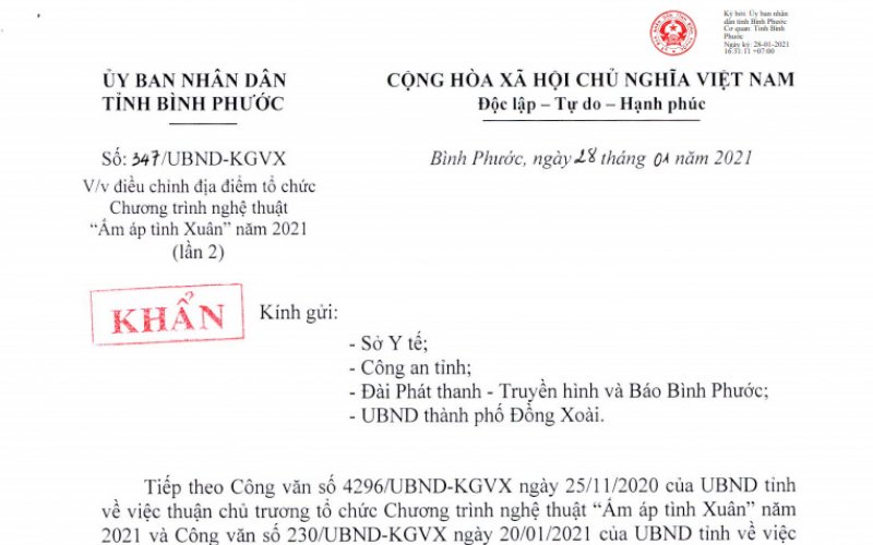Thông báo khẩn về thay đổi địa điểm tổ chức Chương trình nghệ thuật “Ấm áp tình Xuân”