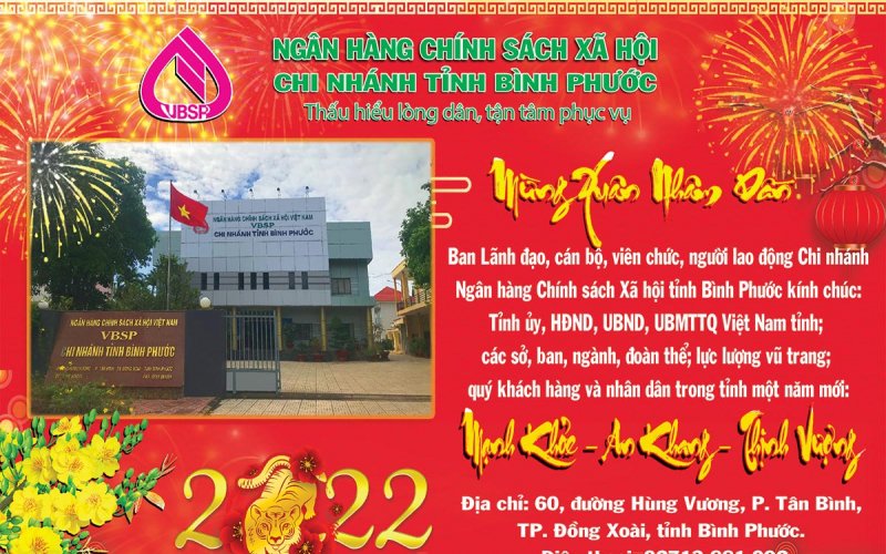 Ngân hàng chính sách xã hội chi nhánh Bình Phước chúc mừng năm mới Xuân Nhâm Dần 2022