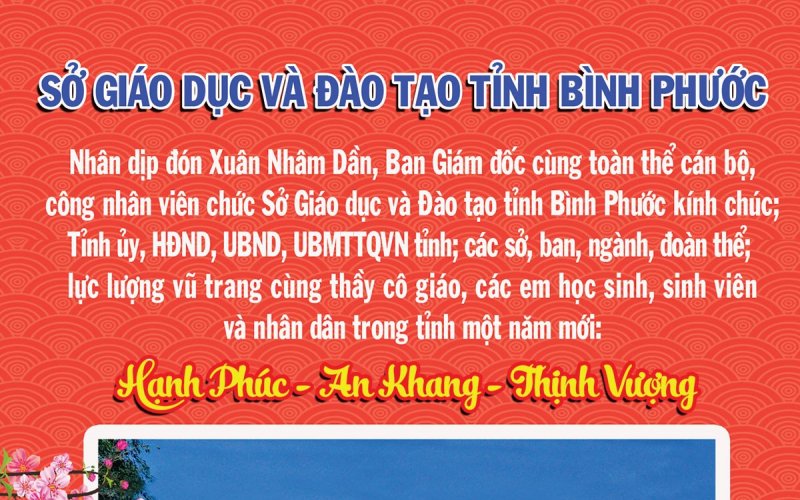 Sở Giáo dục và Đào tạo tỉnh Bình Phước chúc mừng năm mới Xuân Nhâm Dần 2022