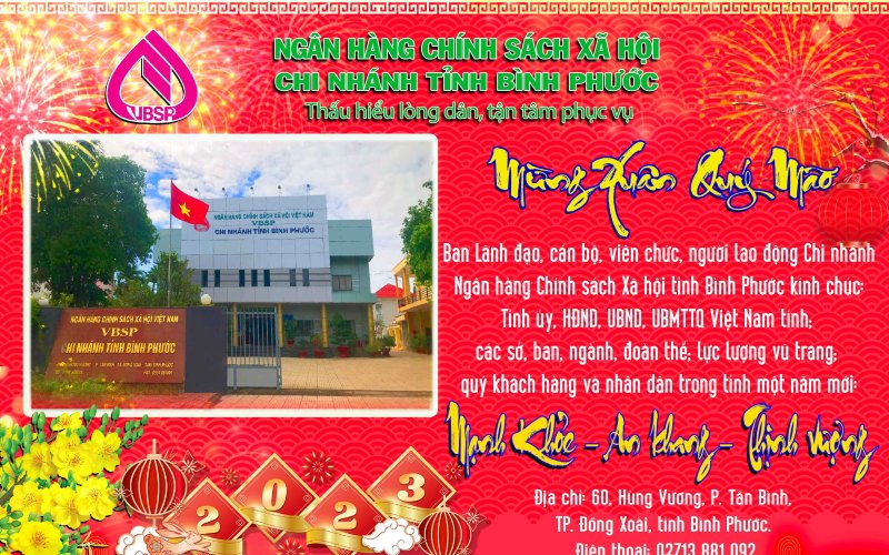 Ngân hàng chính sách xã hội chi nhánh tỉnh Bình Phước mừng Xuân Quý Mão 2023