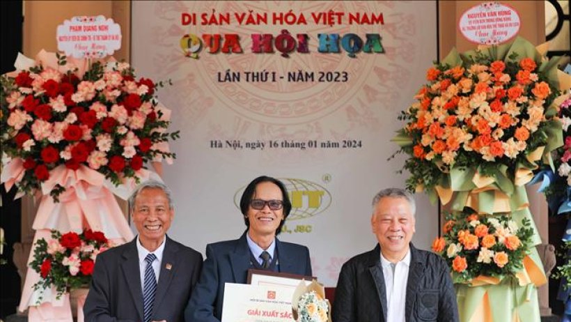 Trao giải v&agrave; khai mạc triển l&atilde;m Cuộc thi vẽ tranh 'Di sản văn h&oacute;a Việt Nam qua hội họa'