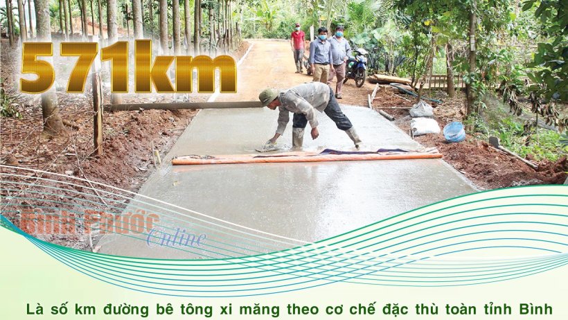 Năm 2023: Bình Phước làm được 571km đường bê tông xi măng theo cơ chế đặc thù