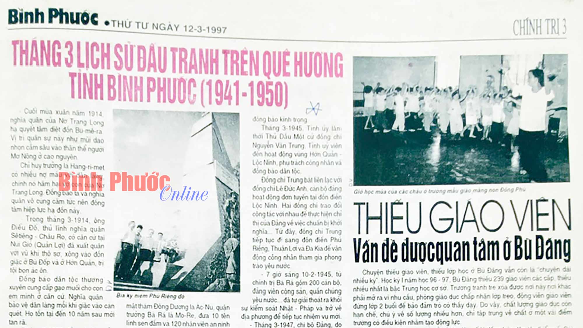 Tháng 3 lịch sử đấu tranh trên quê hương tỉnh Bình Phước