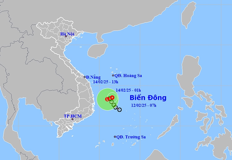 Thời tiết ngày 14-2: Áp thấp nhiệt đới trên biển
