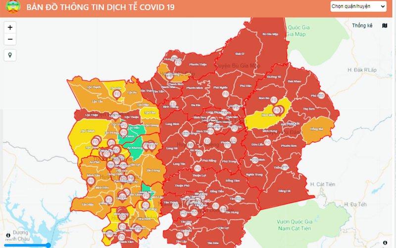 Bình Phước có 70 xã, phường, thị trấn đang ở nhóm “nguy cơ rất cao”