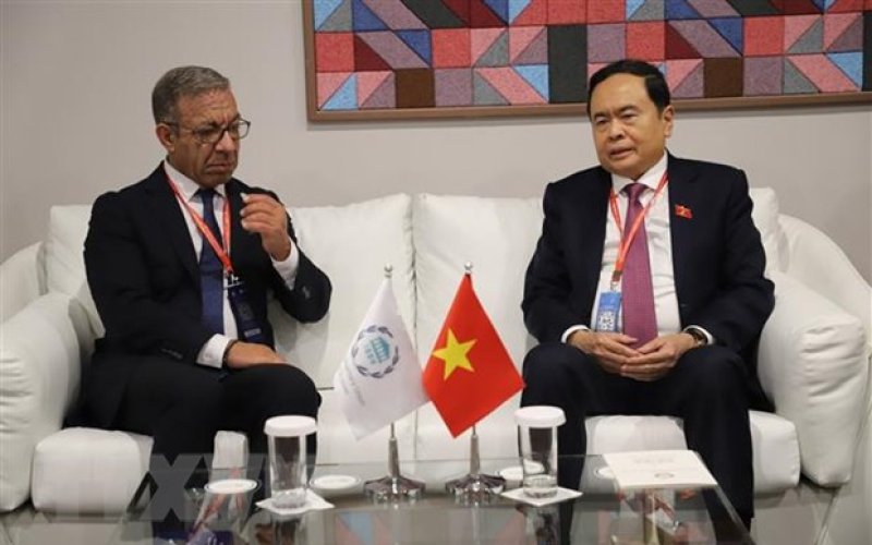 Phó Chủ tịch Quốc hội Trần Thanh Mẫn gặp lãnh đạo IPU và Quốc hội Lào