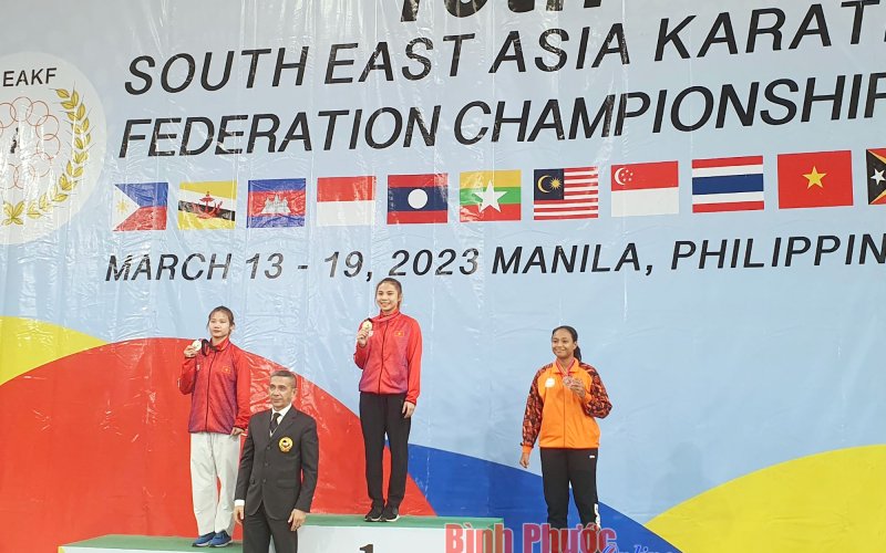 Vận động viên Bình Phước giành 3 huy chương tại Giải vô địch Karate Đông Nam Á