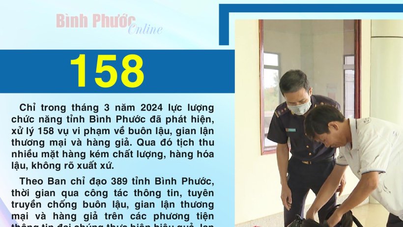 Tháng 3-2024, Bình Phước phát hiện, xử lý 158 vụ vi phạm về buôn lậu, gian lận thương mại và hàng giả