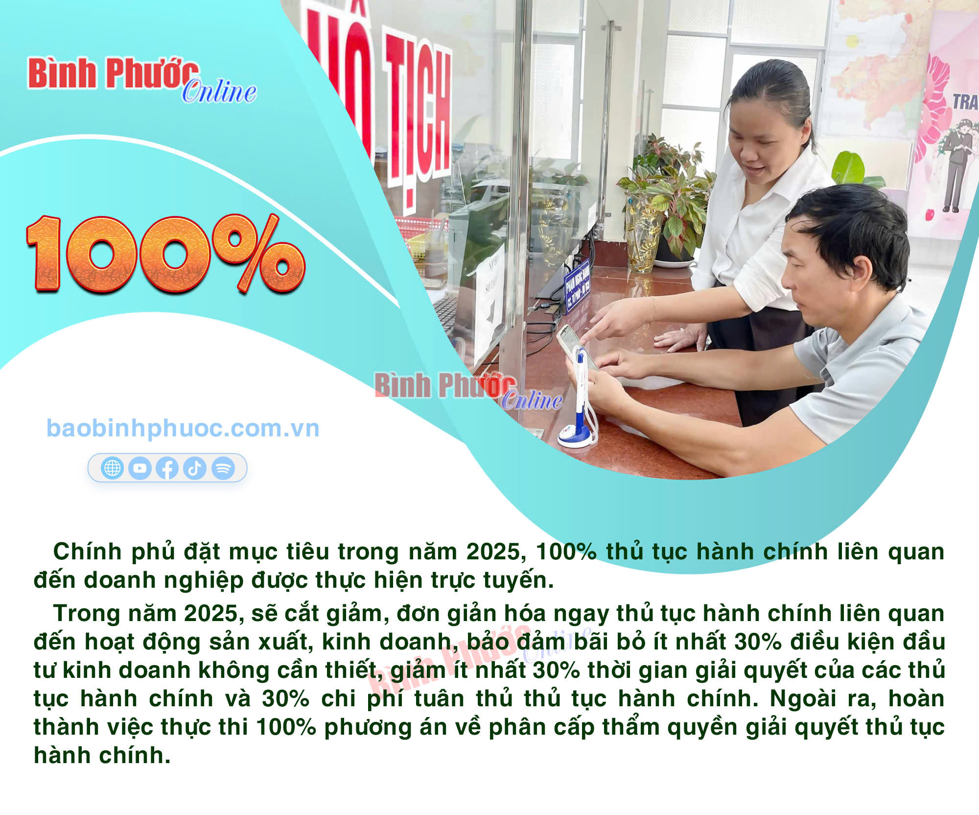 100% thủ tục liên quan đến doanh nghiệp được thực hiện trực tuyến trong năm 2025
