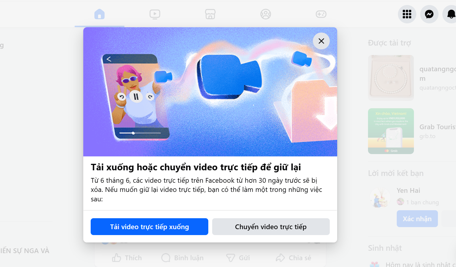 Facebook thông báo sắp xoá video livestream tại Việt Nam sau 30 ngày