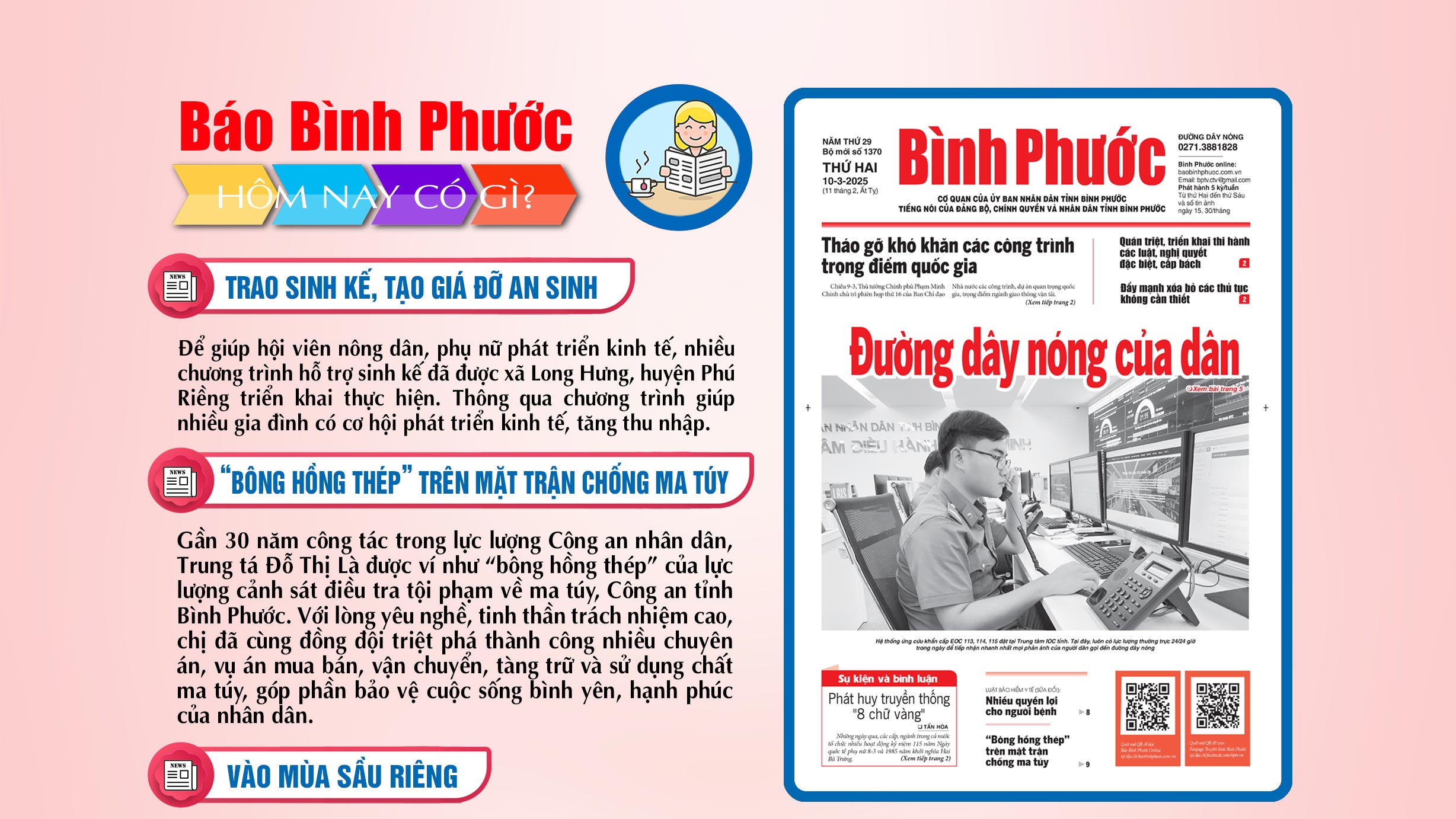 Kính mời độc giả đón đọc báo in Bình Phước hôm nay 10-3-2025