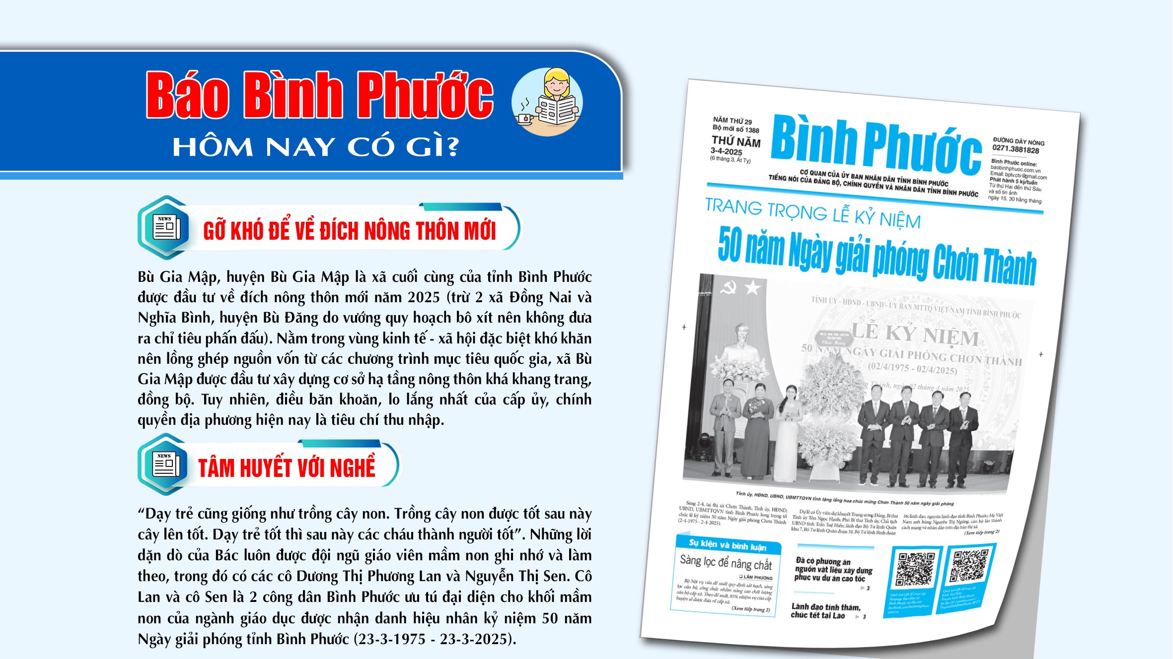 Kính mời độc giả đón đọc báo in Bình Phước hôm nay 3-4-2025 