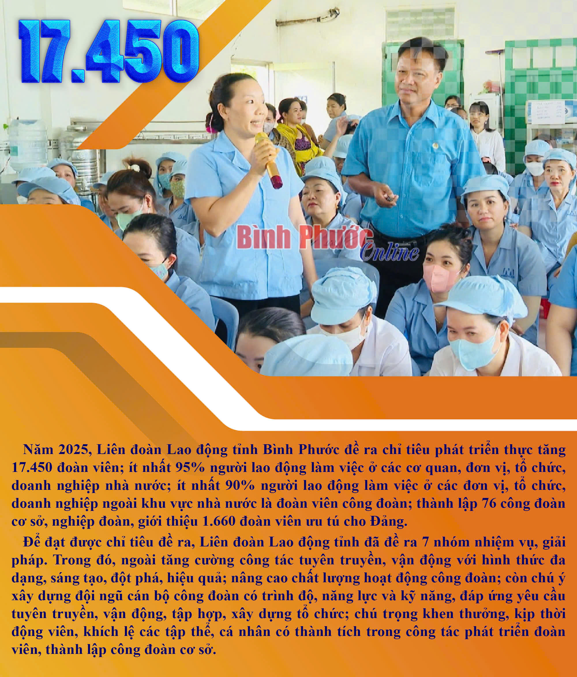 Năm 2025, phấn đấu phát triển thực tăng 17.450 đoàn viên công đoàn
