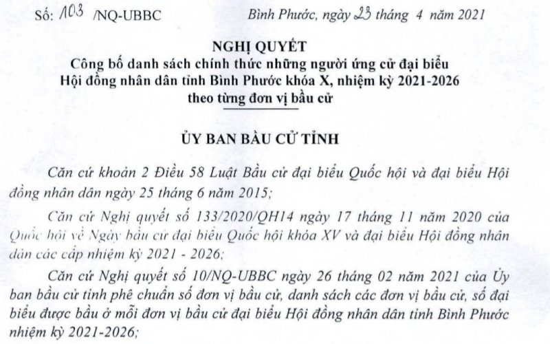 Công bố danh sách chính thức 98 người ứng cử đại biểu HĐND tỉnh khóa X