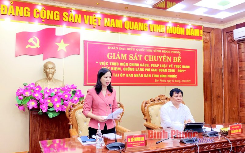 Đoàn ĐBQH tỉnh Bình Phước giám sát chuyên đề về thực hành tiết kiệm, chống lãng phí