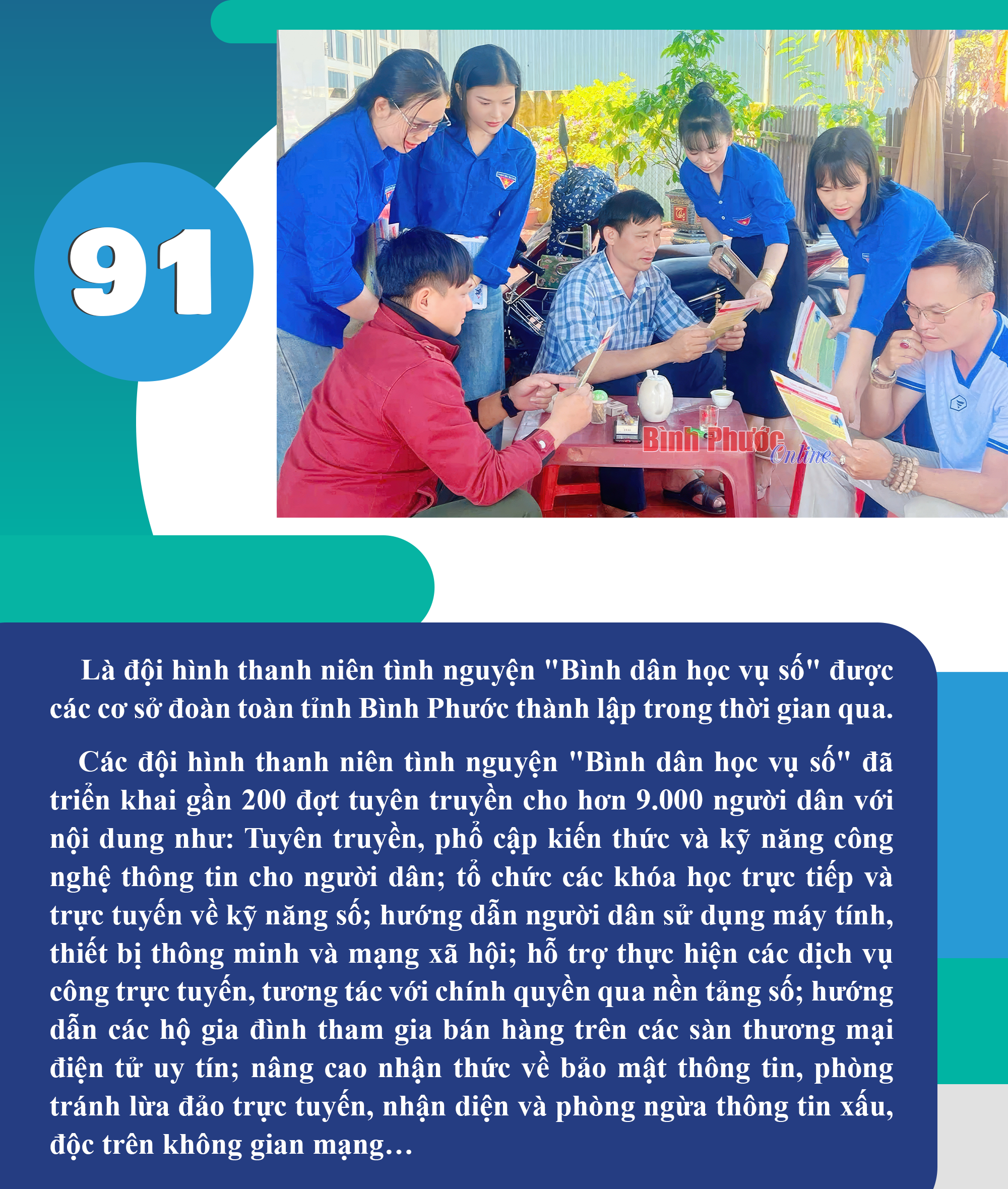 Bình Phước: Thành lập 91 đội hình thanh niên tình nguyện "Bình dân học vụ số"