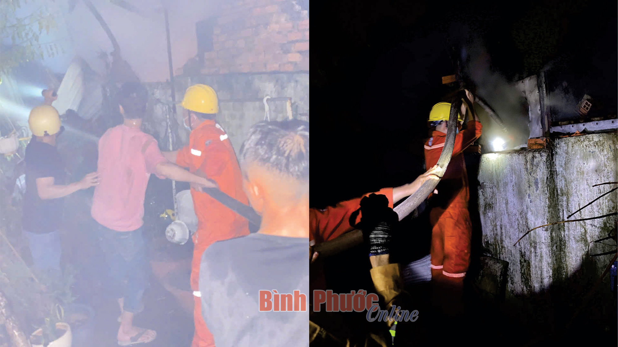 Công ty Cổ phần Thủy điện Thác Mơ giúp dân dập tắt đám cháy xưởng điều