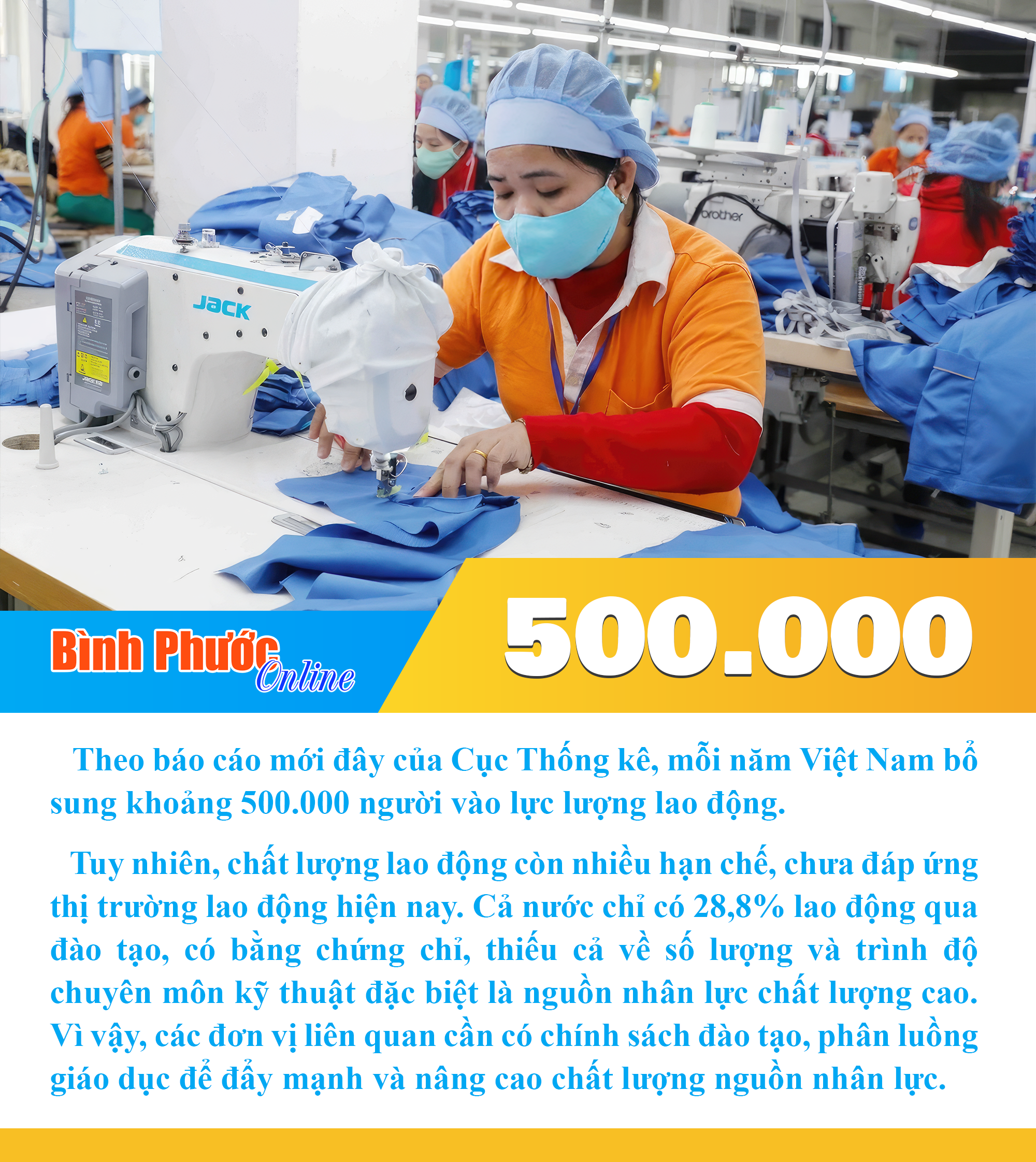 Mỗi năm lực lượng lao động được bổ sung khoảng 500.000 người