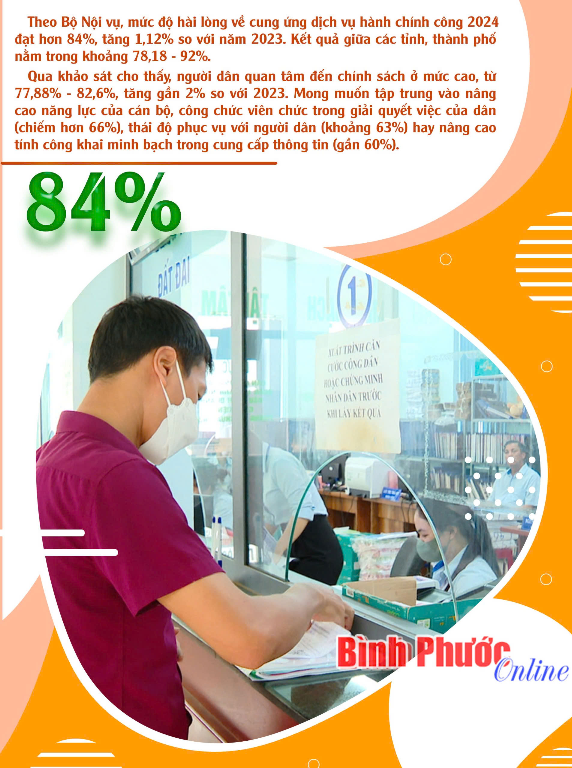 Mức độ hài lòng của người dân về dịch vụ công tăng