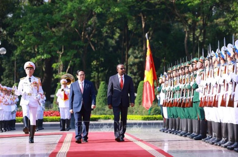 Thủ tướng Phạm Minh Chính chủ trì Lễ đón Thủ tướng Ethiopia thăm chính thức Việt Nam