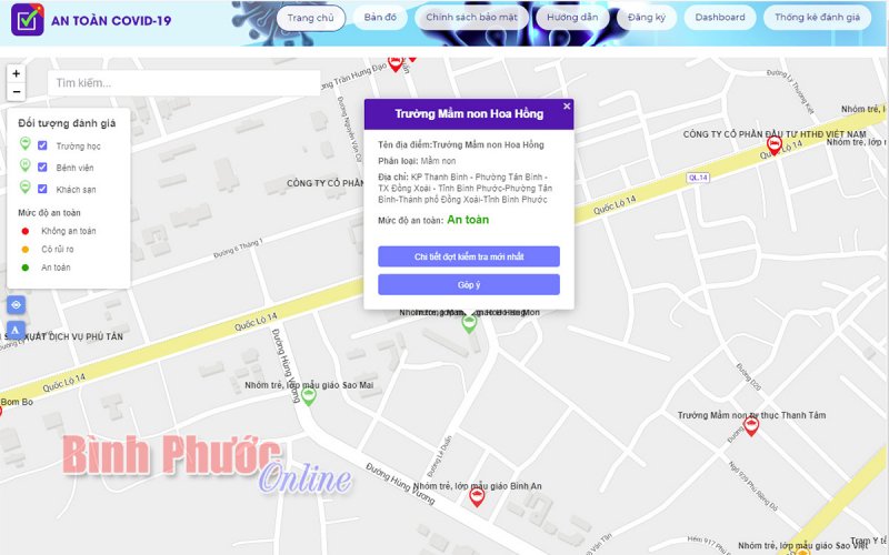 Bình Phước: Tăng cường việc tự đánh giá, cập nhật lên Bản đồ an toàn với Covid-19