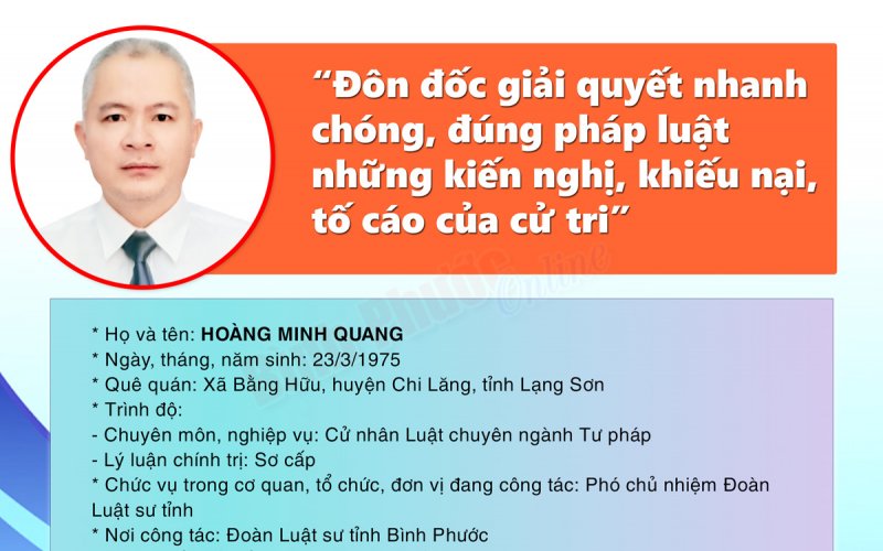 Chương trình hành động của ứng cử đại biểu Hội đồng nhân dân tỉnh khóa X - HOÀNG MINH QUANG