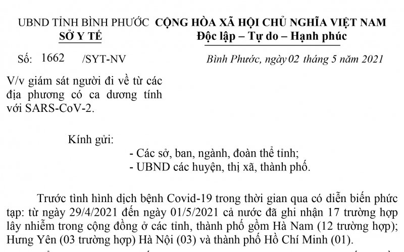 Gi&aacute;m s&aacute;t người đi về từ c&aacute;c địa phương c&oacute; ca dương t&iacute;nh với SARS-CoV-2