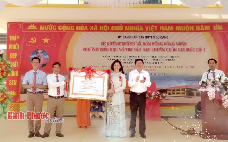Bù Đăng: Khánh thành và đón bằng công nhận Trường tiểu học Võ Thị Sáu đạt chuẩn quốc gia mức độ 1